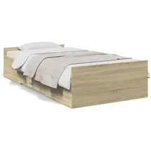 vidaXL Bettgestell 120 x 200 cm Schubladen Eiche