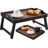 Ecosa Klappbares Bambus Tablett höhenverstellbar (22,5-32 cm), Notebooktisch Frühstückstisch platzsparend,