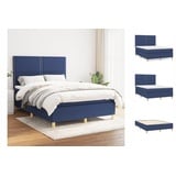 vidaXL Boxspringbett mit Matratze Blau 140x200 cm Stoff