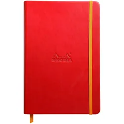 Rhodiarama Notizbuch A5, fester Einband, 96 Blatt blanko, Papier elfenbein 90g, mit Gummizugverschluss - Mohnrot 118753C