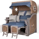 dekoVries GmbH Strandkorb deVries PURE® Seemöwe XL Vintage - PE white kubu - Dessin 509 - inkl. Schutzhülle