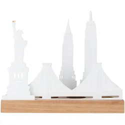 räder Teelichthalter Lichtobjekt Stadtsilhouette New York Porzellan Akazienholz ...