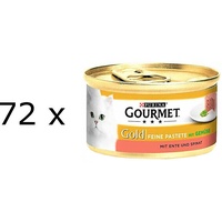(€ 9,01/kg) Gourmet Gold Feine Pastete Ente & Spinat Katzennassfutter 72x 85g