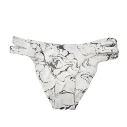 Hurley Quick Dry Max Damen Bikini-Hose mit Marmor Allover-Print Bademode mit seitliche Cut Outs AA4624 100 Weiß - XS