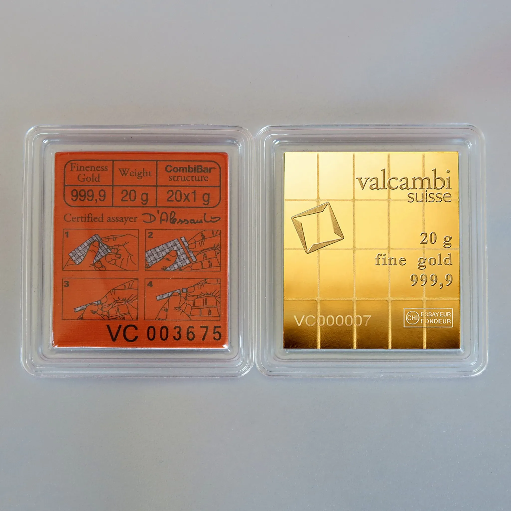 Goldtafel VALCAMBI (20x 1g Au CombiBar) 