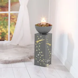 Easy Maxx LED Dekosäule 87 cm Beton-Optik Pflanzschale grau