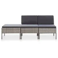 vidaXL Garten-Lounge-Set mit Auflagen 3-tlg. grau