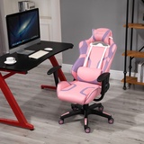 Vinsetto Gaming Stuhl Bürostuhl Drehstuhl Verstellbares Massage Lendenkissen, Höhenverstellbar, Rosa&Violett 69x56x125,5cm Aosom