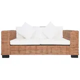 vidaXL 2-tlg. Gartensofas mit Polster Natürliches Rattan