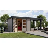 Karibu Jupiter 5) D wassergrau/anthrazit, inkl. 2,35 m Anbaudach