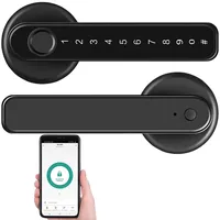VisorTech Sicherheits-Türbeschlag mit Finger-Scanner, PIN & App Schwarz