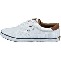 Bugatti Canvas Sneaker aus Baumwolle, Low-Top-Leinenschuh mit flexibler Sohle, Weiß, 44