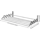 Wand-Wäscheständer - Ausziehbare Kleiderstange - 7 Stangen - Klappbar - 201 Edelstahl - Verstellbar 12,5–31,5 & 42–80 cm - 40 kg Tragkraft - ...