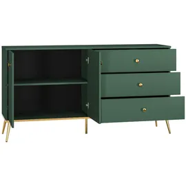 Feldmann-Wohnen Sideboard 160 x 85 x 40 cm Dunkelgrün / Gold
