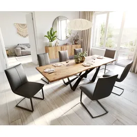 DeLife Freischwinger Lelio-Flex Echt-Leder Schwarz Freischwinger flach Schwarz Taschenfederkern