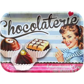 Lashuma Retro Melamintablett Motiv: Schokolade, Rechteckiges Küchentablett bunt, Serviertablett klein 31x23 cm