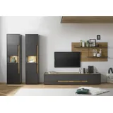 Home Affaire Wohnwand City/Giron, moderne Anbauwand, Komplettset in vielen Farben verfügbar, (Set, 4-St), enthält zwei Vitrinen, ein Lowboard & ein Wandboard grau