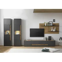 Home Affaire Wohnwand City/Giron, moderne Anbauwand, Komplettset in vielen Farben verfügbar, (Set, 4-St), enthält zwei Vitrinen, ein Lowboard & ein Wandboard grau