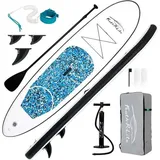 SUP Board Set Zubehör 2 Personen Familien 10 10' MARMORSTRUKTUR BLAU