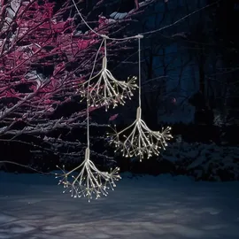 MARELIDA LED Feuerwerk Leuchtstern Firework Hängestern mit Fernb. 3er Set weiß
