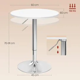 Woltu Bartisch rund 60 x 60 cm Weiß