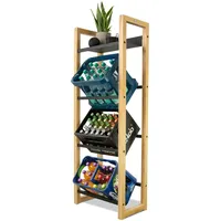 holz4home Getränkekistenregal 56 x 32 x 153 cm Braun/Schwarz