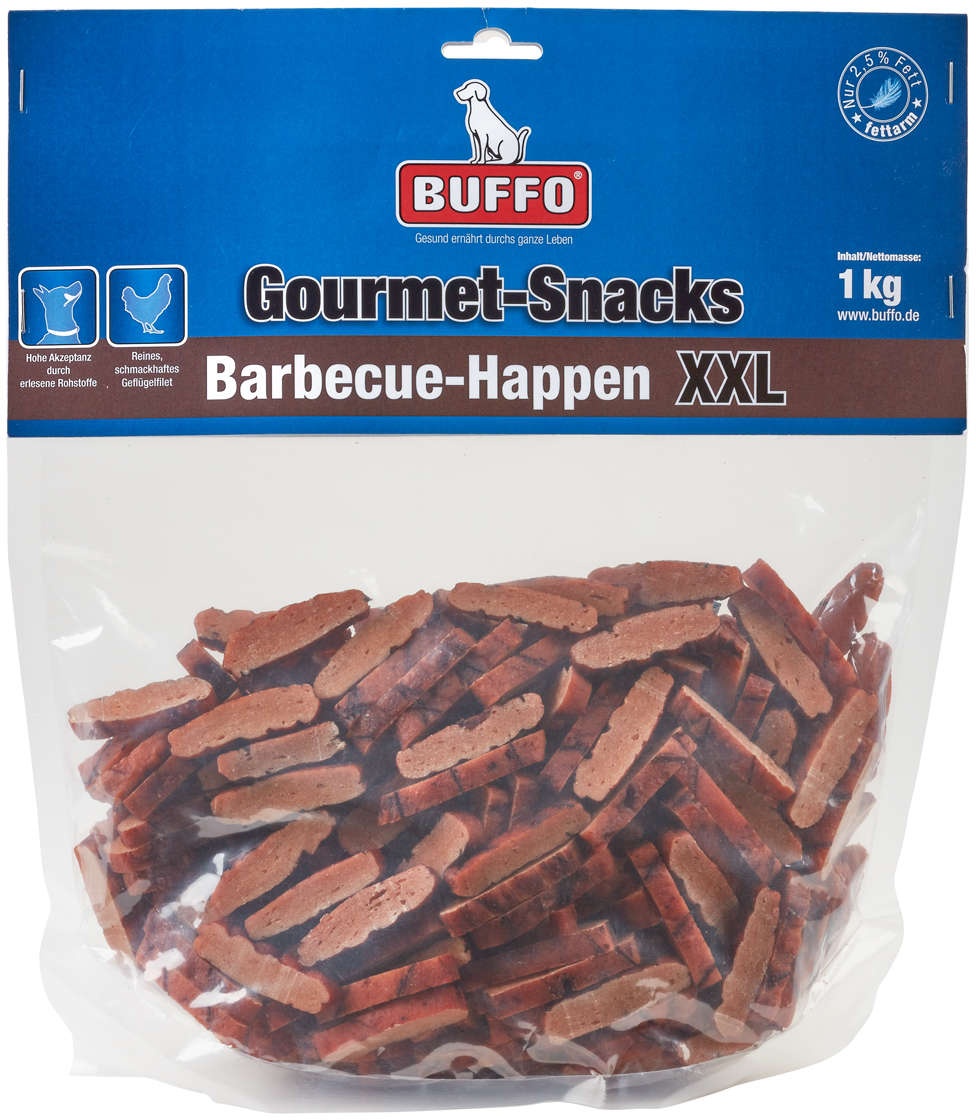 BUFFO Hunde Gourmet-Snacks Hähnchen Barbecue-Happen XXL 1 kg