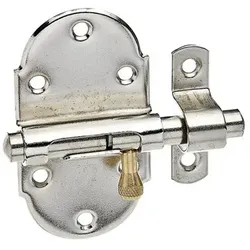 Grendelriegel,m. Messing-Knopf,o.Feder,m.Schlaufe,vernickelt poliert,LxB45x85mm - silber