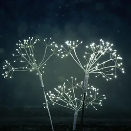 MARELIDA LED Gartenstecker Feuerwerk Firework mit Fernb Leuchtstäbe 3er Set weiß