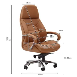 FineBuy Chefsessel Echtleder Beige