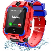 Kinder-Smartwatch 4G, wasserdichtes und sicheres Smartwatch-Telefon mit um 360° drehbarem GPS-Tracker, Anruf-SOS-Kamera WiFi (Rot)