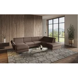 Wohnlandschaft HOME AFFAIRE "Calypso U-Form", braun, B:334cm H:85cm T:227cm, 100%Polyester, Sofas, wahlweise mit motorischer Relaxfunktion