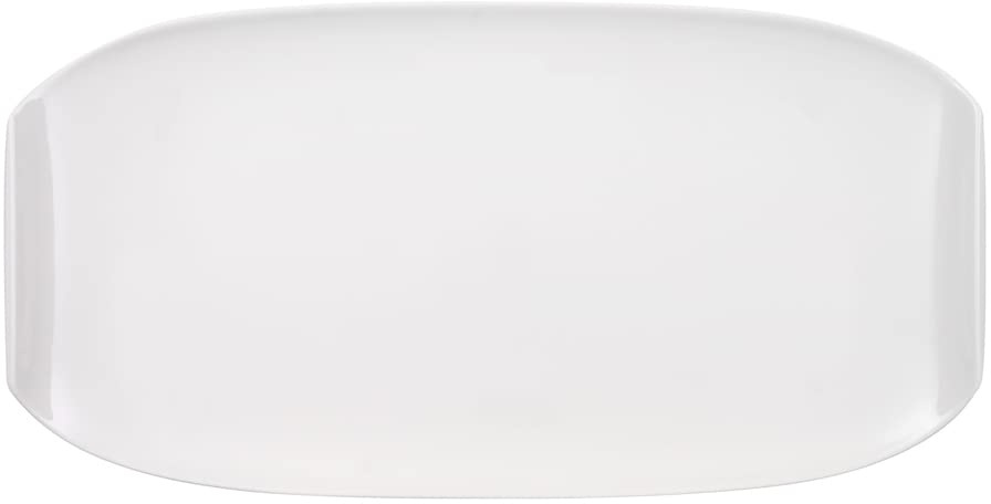 Villeroy und Boch Urban Nature Servierplatte, ovale Platte mit erhöhtem Rand aus Premium Porzellan in elegantem weiß, spülmaschinenfest, 50 x 26 cm