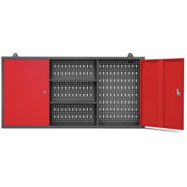 Jan Nowak Hängeschrank Werkzeugschrank Werkstattschrank Metallschrank Lochwand Metall, 120 cm x 60 cm x 20 cm Anthrazit/Rot)