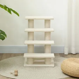 PawHut Tiertreppe Hundetreppe 4 Stufen Beige/Grau 63,5x43x60 cm