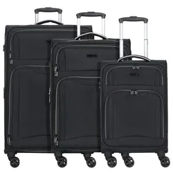 d&n Travel Line 9204 4 Rollen Kofferset 3-teilig mit Dehnfalte  schwarz