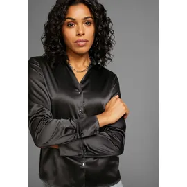 LAURA SCOTT Satinbluse LAURA SCOTT, Damen, Gr. 34, schwarz, Web, Obermaterial: 95% Polyester, 5% Elasthan, unifarben, 2-Knopf-Manschette mit Knöpfen, Blusen, in femininem Look - NEUE KOLLEKTION