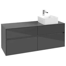 Villeroy & Boch Collaro Waschbeckenunterschrank 140 x 55 cm Glossy Grey