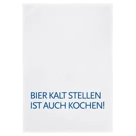 17;30 Hamburg Geschirrtuch weiß ‚Äû Bier kalt stellen ist auch Kochen ‚Äú Blau von 17;30 Hamburg 100% Baumwolle, humorvoller Spruch