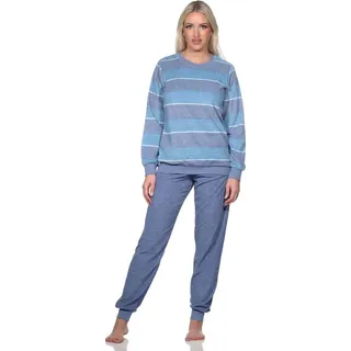 normann Damen Frottee Schlafanzug in edler Streifenoptik, ; 44-46