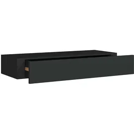 vidaXL Wandregal mit Schublade 60 x 23,5 x 10 cm Schwarz
