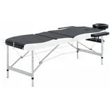 vidaXL Massagetisch Klappbar 3 Zonen mit Tragetasche Therapie Massageliege Massagebank Kosmetikliege Therapieliege Massage Liege Aluminium Schwarz Weiß