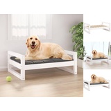 vidaXL Hundebett Weiß 75,5x55,5x28 cm Massivholz Kiefer