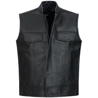 PAULGOS Lederweste Biker Kutte Echtleder BW4 in schwarz | Gr.: S