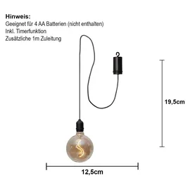 StarTrading LED Leuchtkugel Hängeleuchte Glaskugel 12,5 cm orange