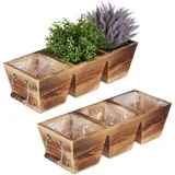 Relaxdays Blumenkasten 43,5 x 17,5 x 12,5 cm Braun