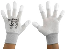 SafeGuard ESD Handschuh, beschichtete Fingerkuppen, silikonfrei DSWL37432 , 1 Paar, Größe XXL, weiß/hellgrau