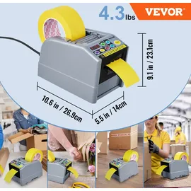 Vevor Automatischer Klebebandspender, elektrischer Klebebandschneider, Verpackungsmaschine, Bandschneidemaschine, 6-60 mm Bandbreite