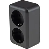 ChiliTec Aufputz Steckdose 2-fach Doppelsteckdose AP Anthrazit 250V/ 16A Schraubanschluss - Grau
