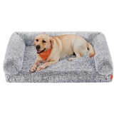 Songmics Feandrea FluffyHug Hundebett, Hundekissen Größe XXL, Hundematte für große Hunde, Hundesofa Noppenschaumstoff, Bezug abnehmbar und waschbar, 122 x 85 x 24 cm, Ombré-Grau PGW234G01